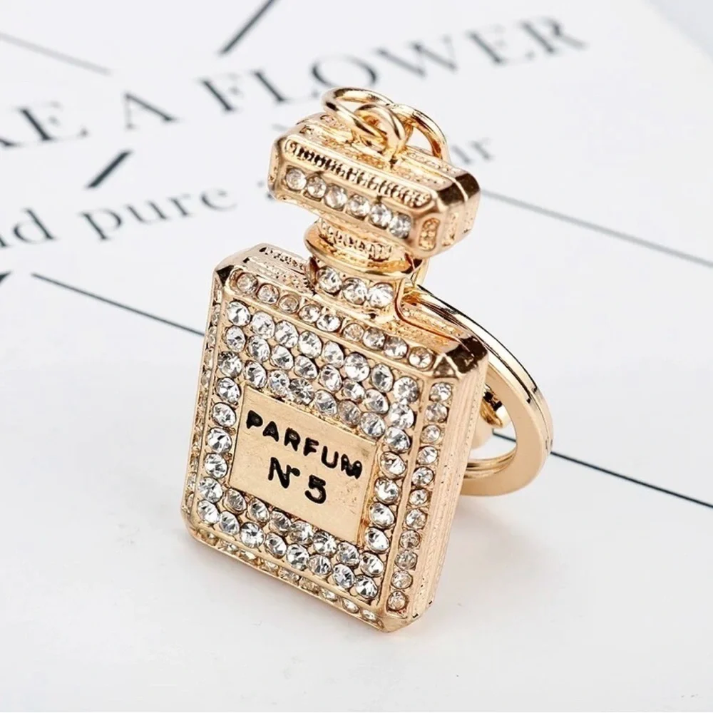 Perfume No. 5 White Crystal Keychain/ Bag Charm